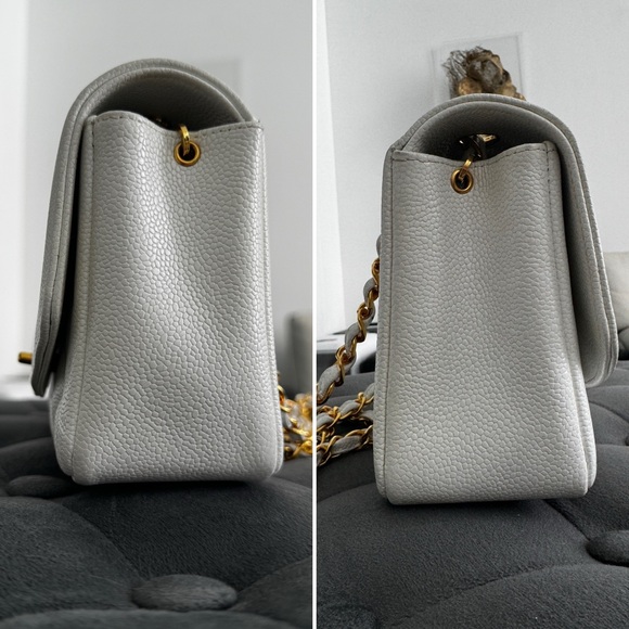 LOT 1286 RARE‼️SMALL 22‼️24K gold plated CHANEL vintage caviar leather DIANA bag - Picture 15 of 16